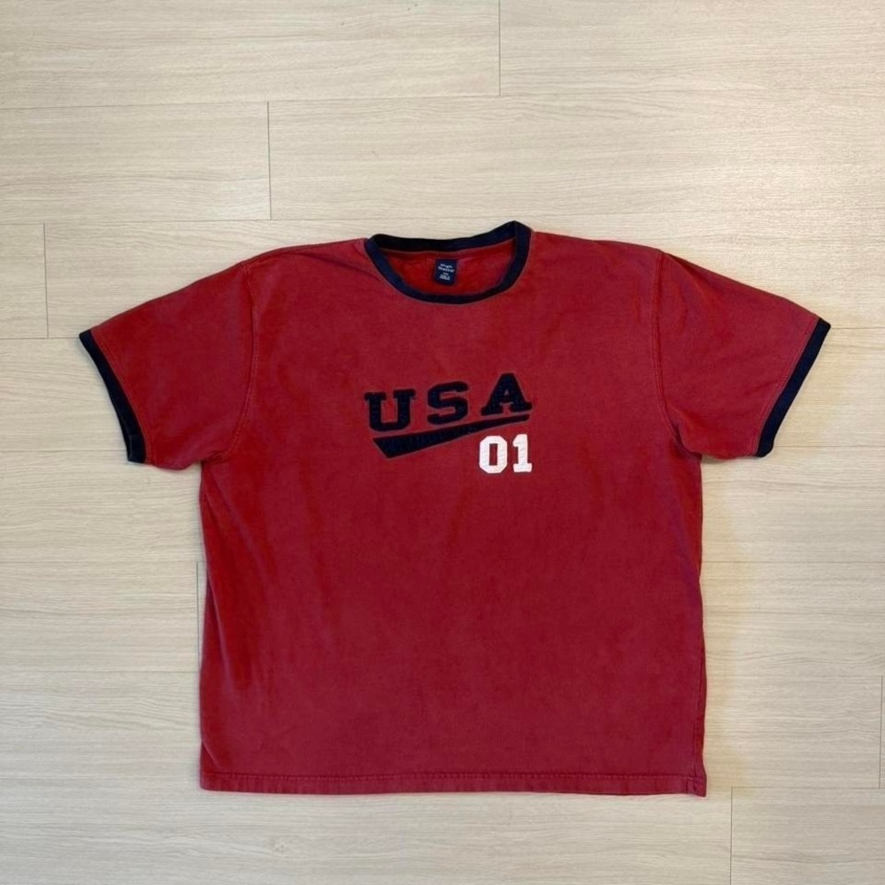 Vintage USA Red Ringer Shirt Men's Size XXL Red 100% Cotton
